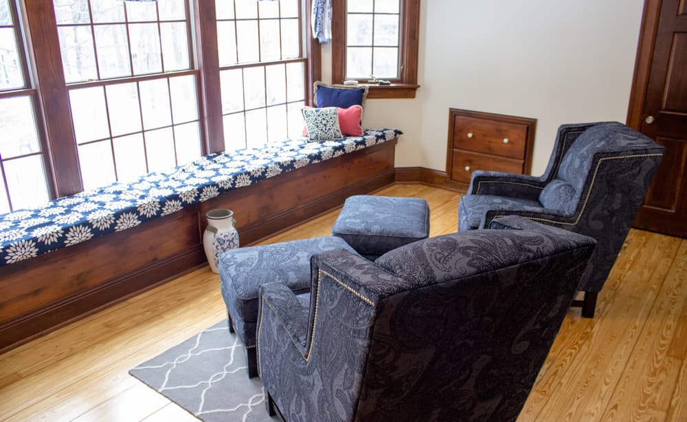 Hepburn sitting room bank of windows